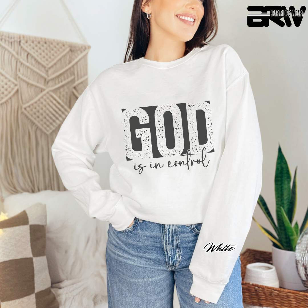 'God Is In Control' Black Faith Long-Sleeve Tee
