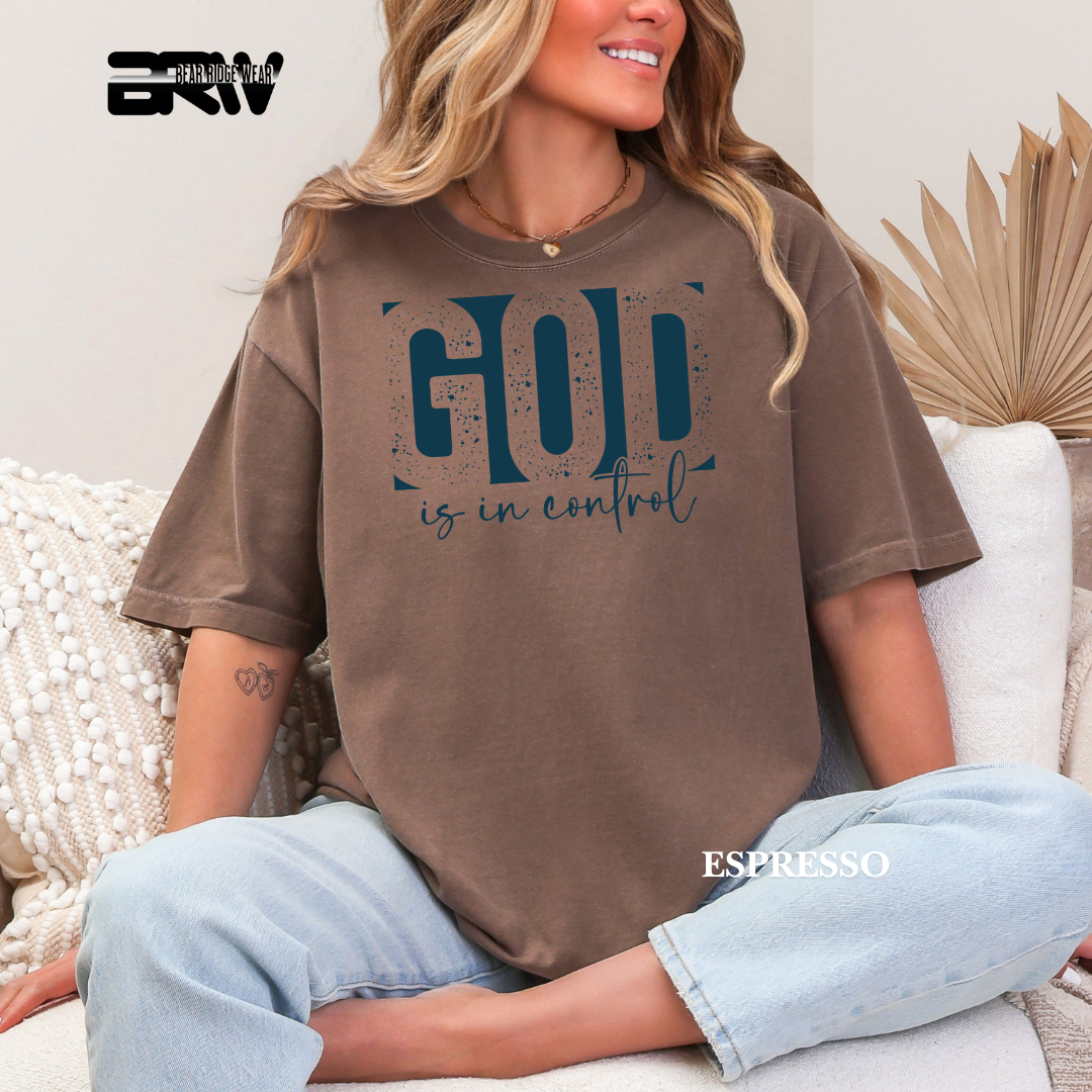 'God Is In Control-Blue' Faith Tee