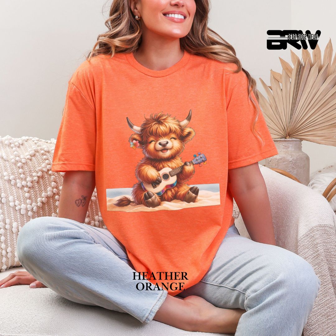 'Highland Cow-Guitar' 2 Summer Tee