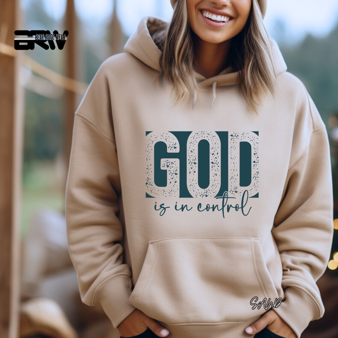 'God Is In Control' Blue Stroke Faith Hoodie