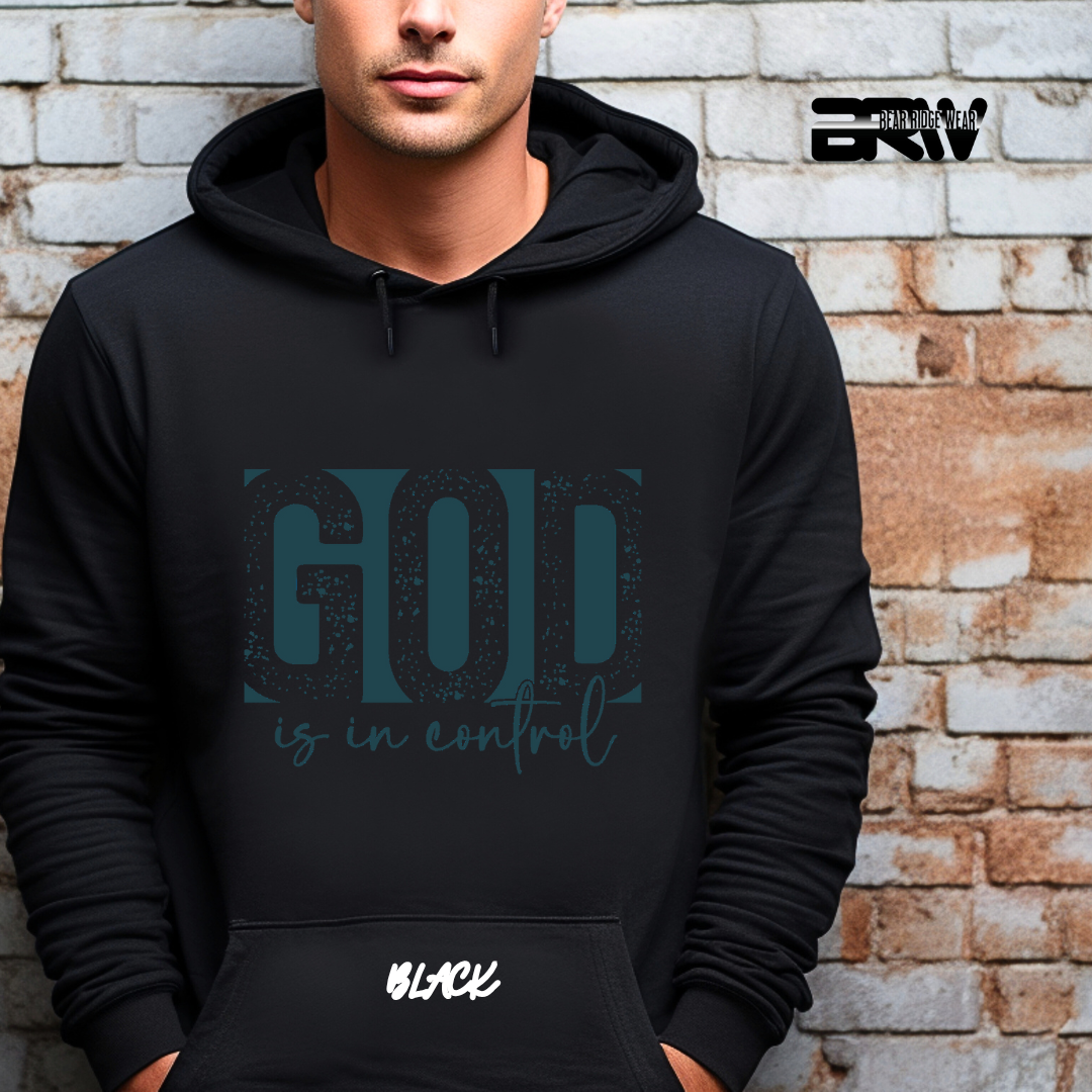 'God Is In Control' Blue Stroke Faith Hoodie