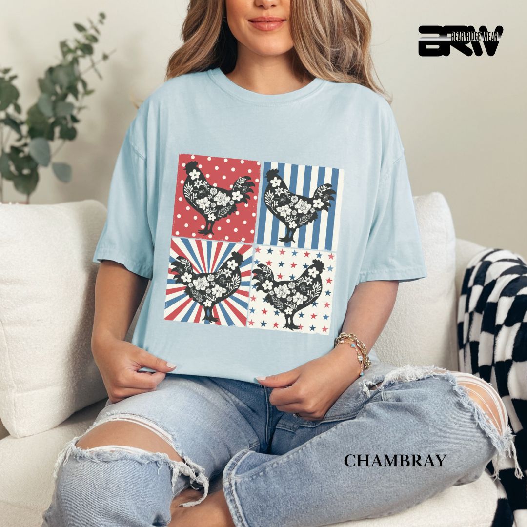 4th Of July Chickens - Patriotic Tee