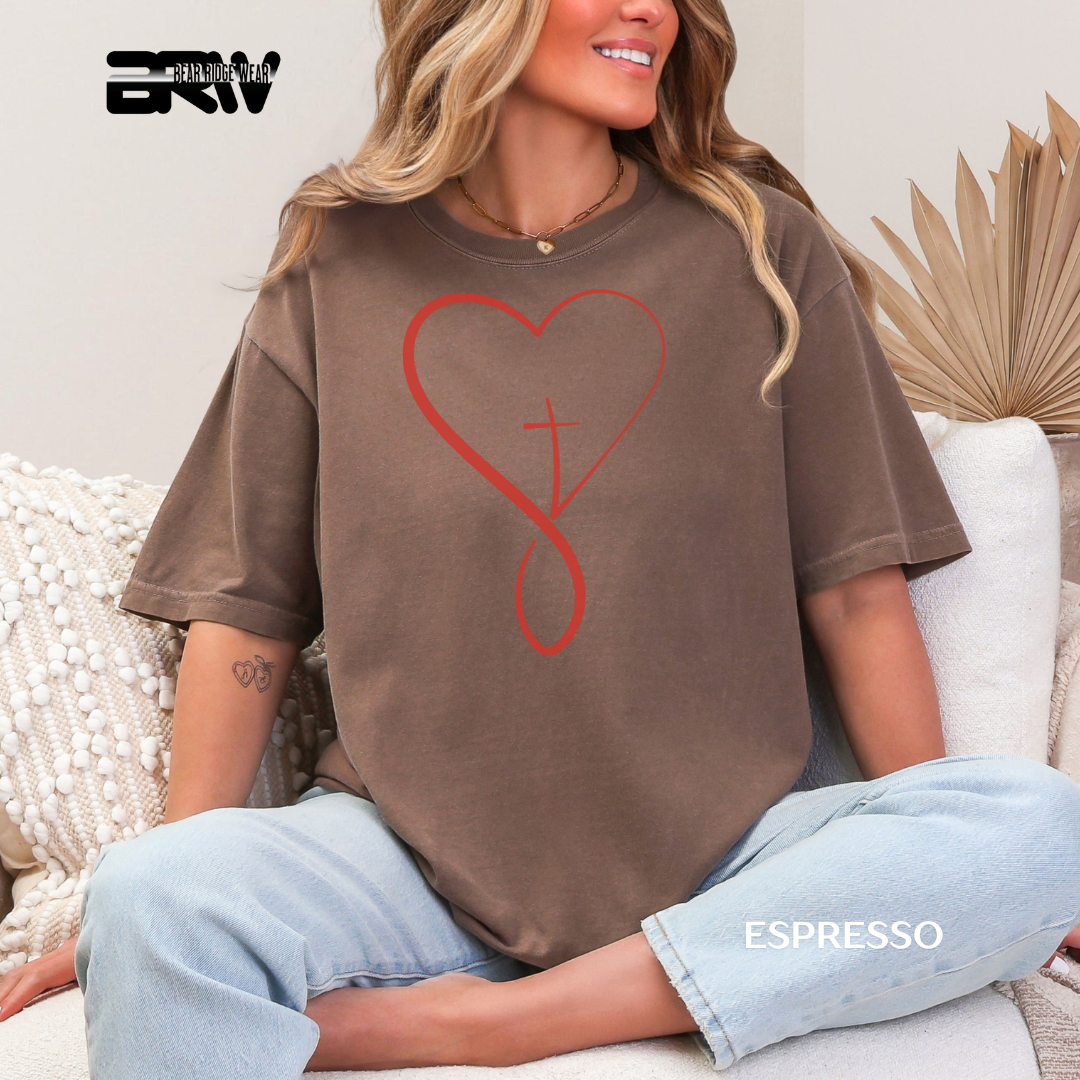 'Heart With Cross-Red' Faith Tee