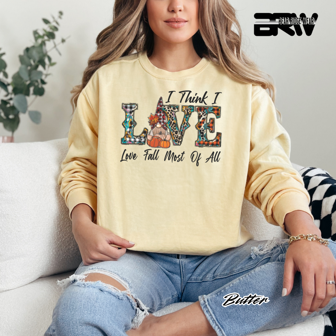 'Love Fall Most Of All-Gnome' Fall Crewneck Sweatshirt