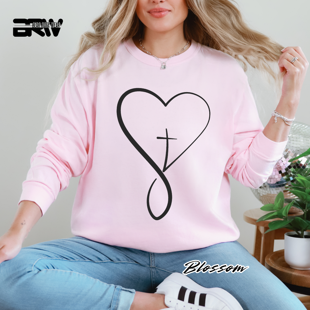 'Infinity Heart With Cross Inside' Black Faith Long-Sleeve Tee