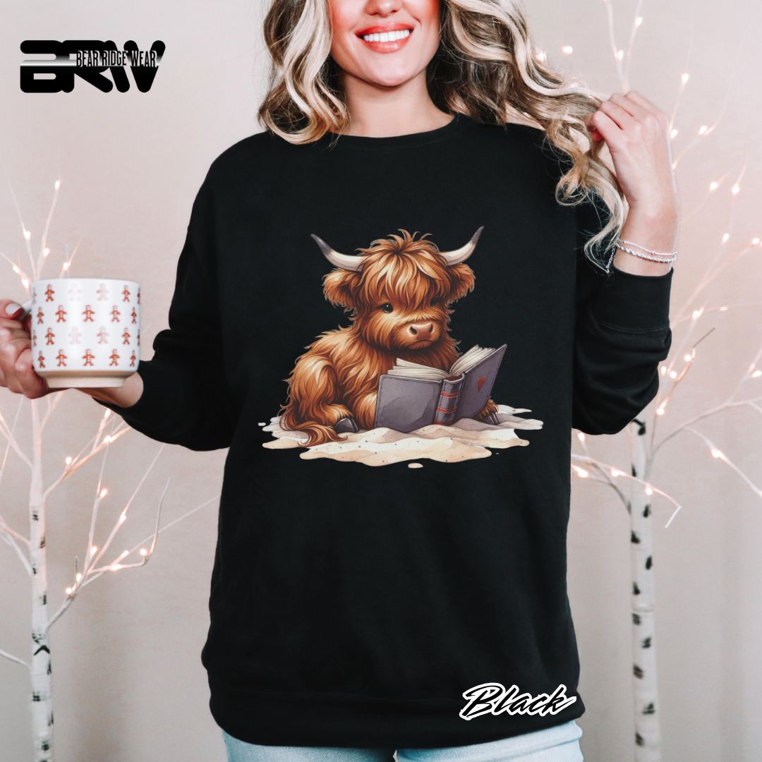 'Highland Cow-Beach-Book' Summer Long Sleeve Tee