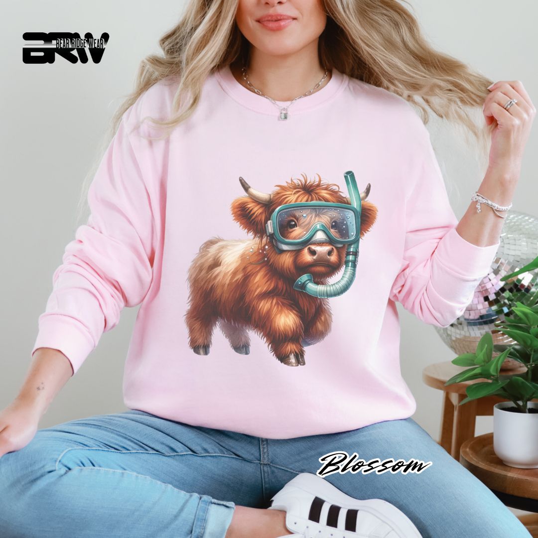 'Highland Cow-Snorkel' Summer Long Sleeve Tee