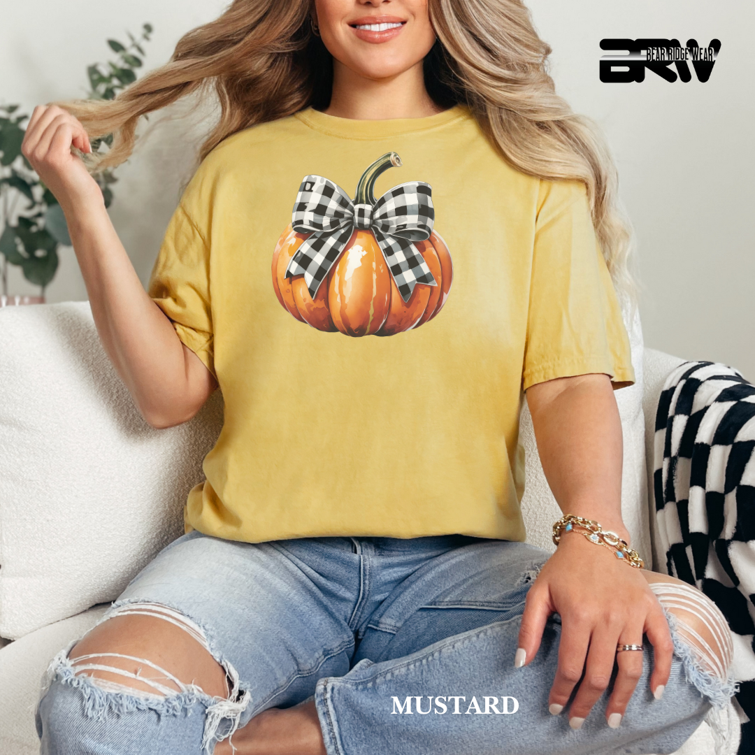 'Pumpkin With plaid Bow' Fall Tee