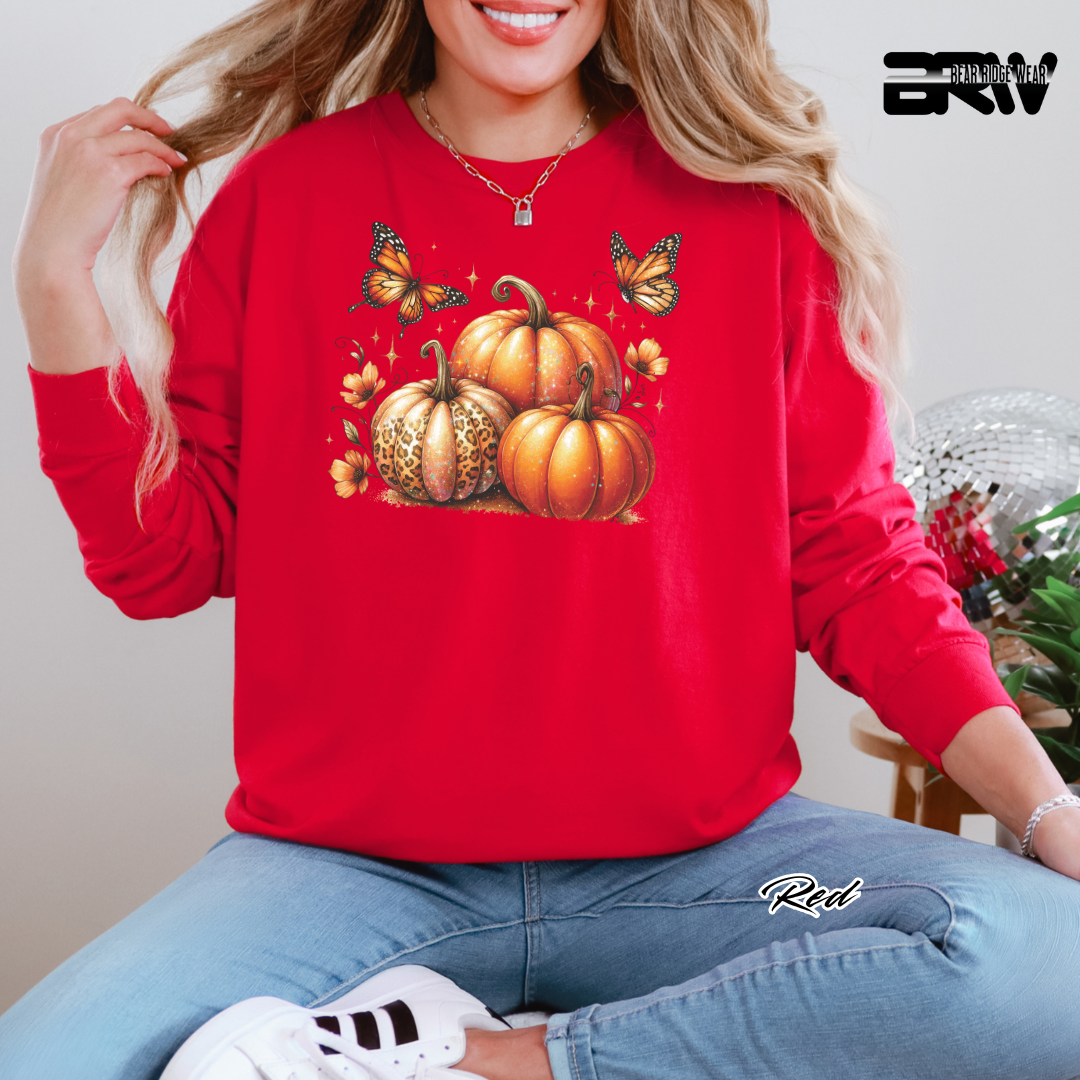 'Pumpkins And Butterflies' Fall Long-Sleeve Tee