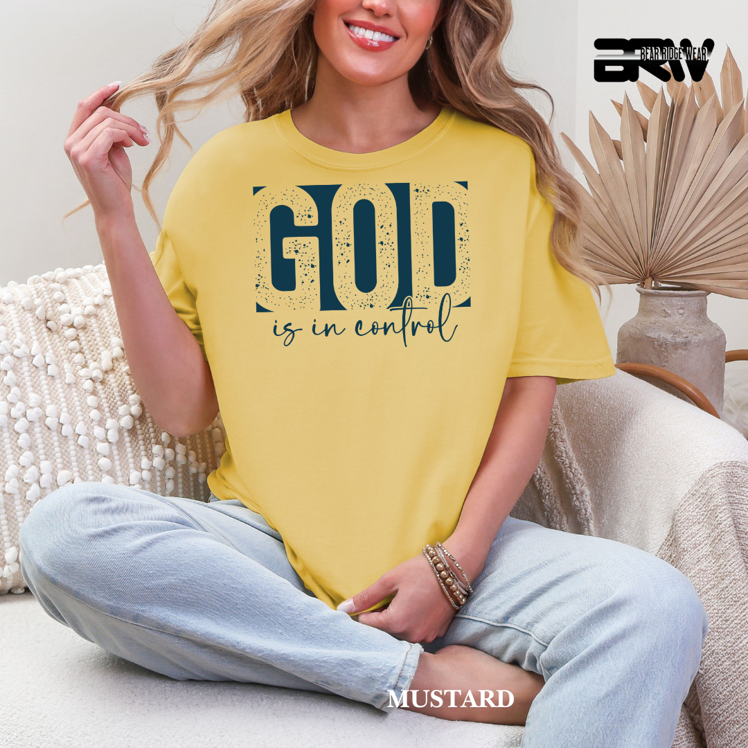 'God Is In Control-Blue' Faith Tee