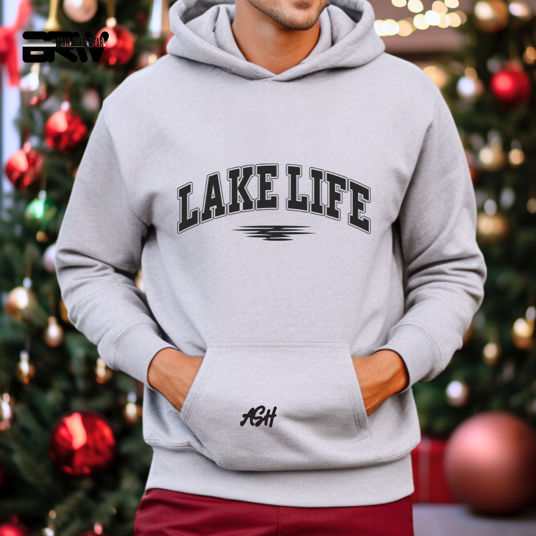 "Lake Life" Black Stroke Hoodie