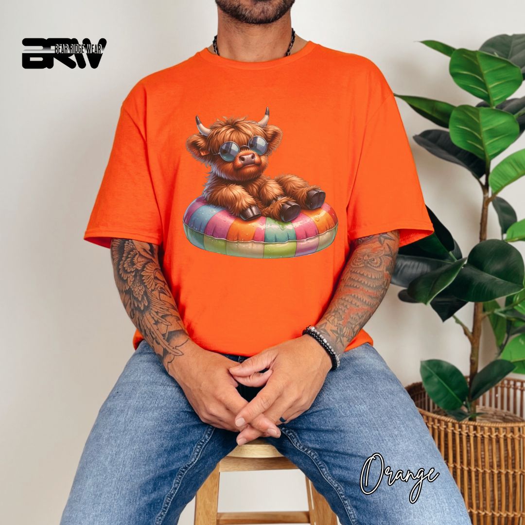 'Highland Cow-Float' Summer T- Shirt