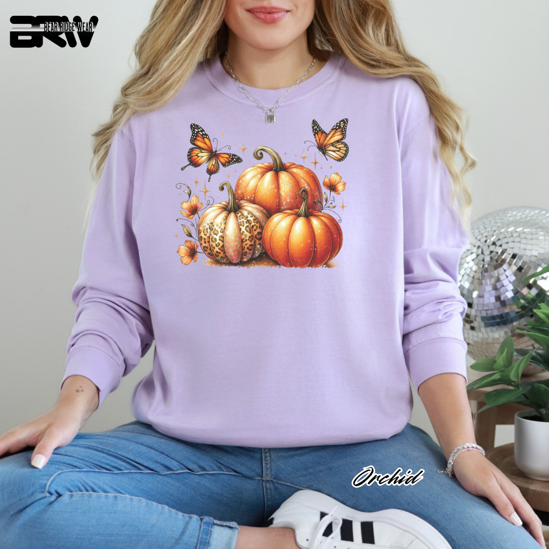 'Pumpkins And Butterflies' Fall Long-Sleeve Tee