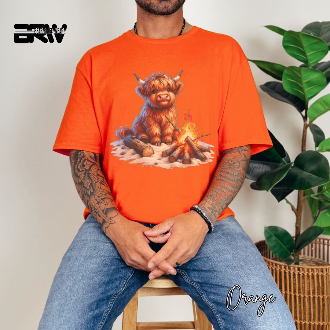 'Highland Cow-Bonfire' Summer T- Shirt