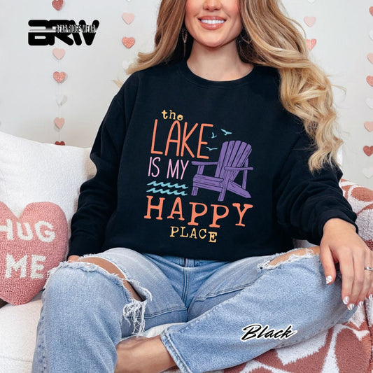 'The Lake Is My Happy Place' Summer Crewneck Sweatshirt