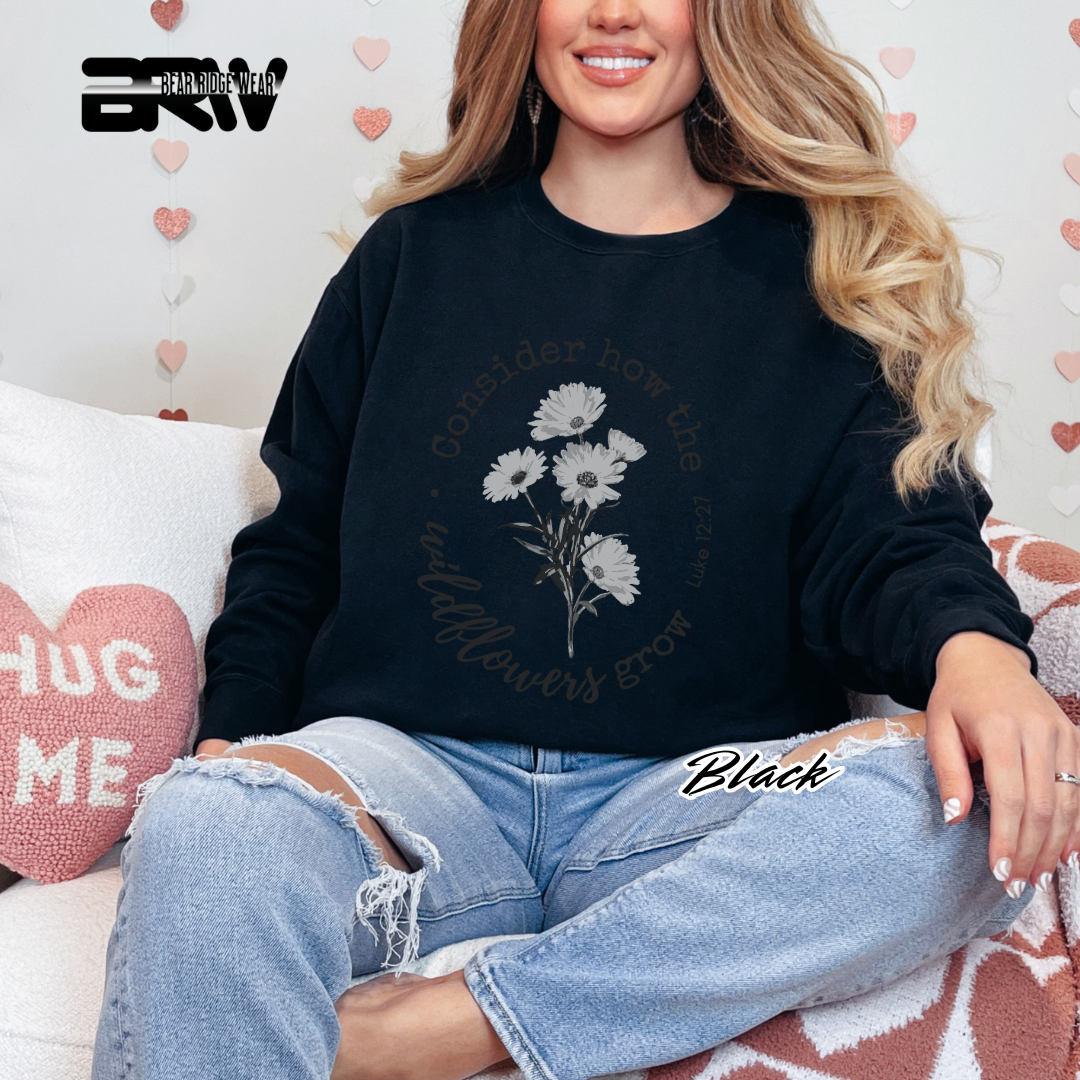 'Consider How the Wildflower Grow' Faith Crewneck Sweatshirt