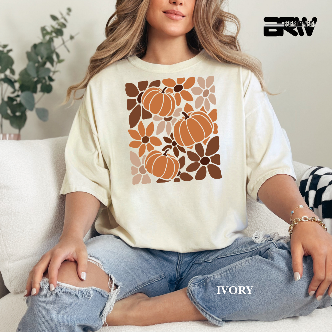 'Boho Floral Pumpkin' Fall Tee