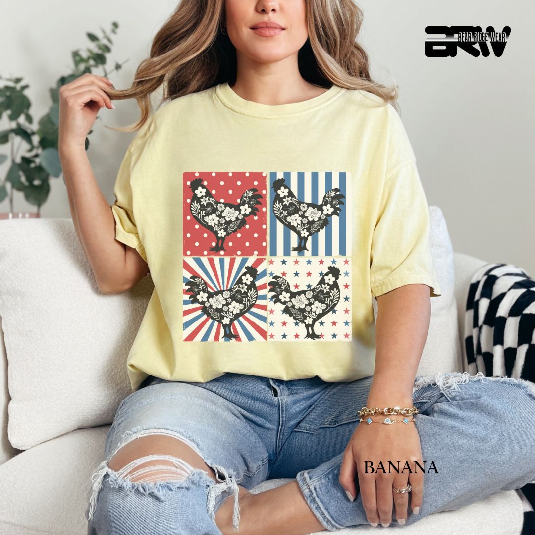 4th Of July Chickens - Patriotic Tee
