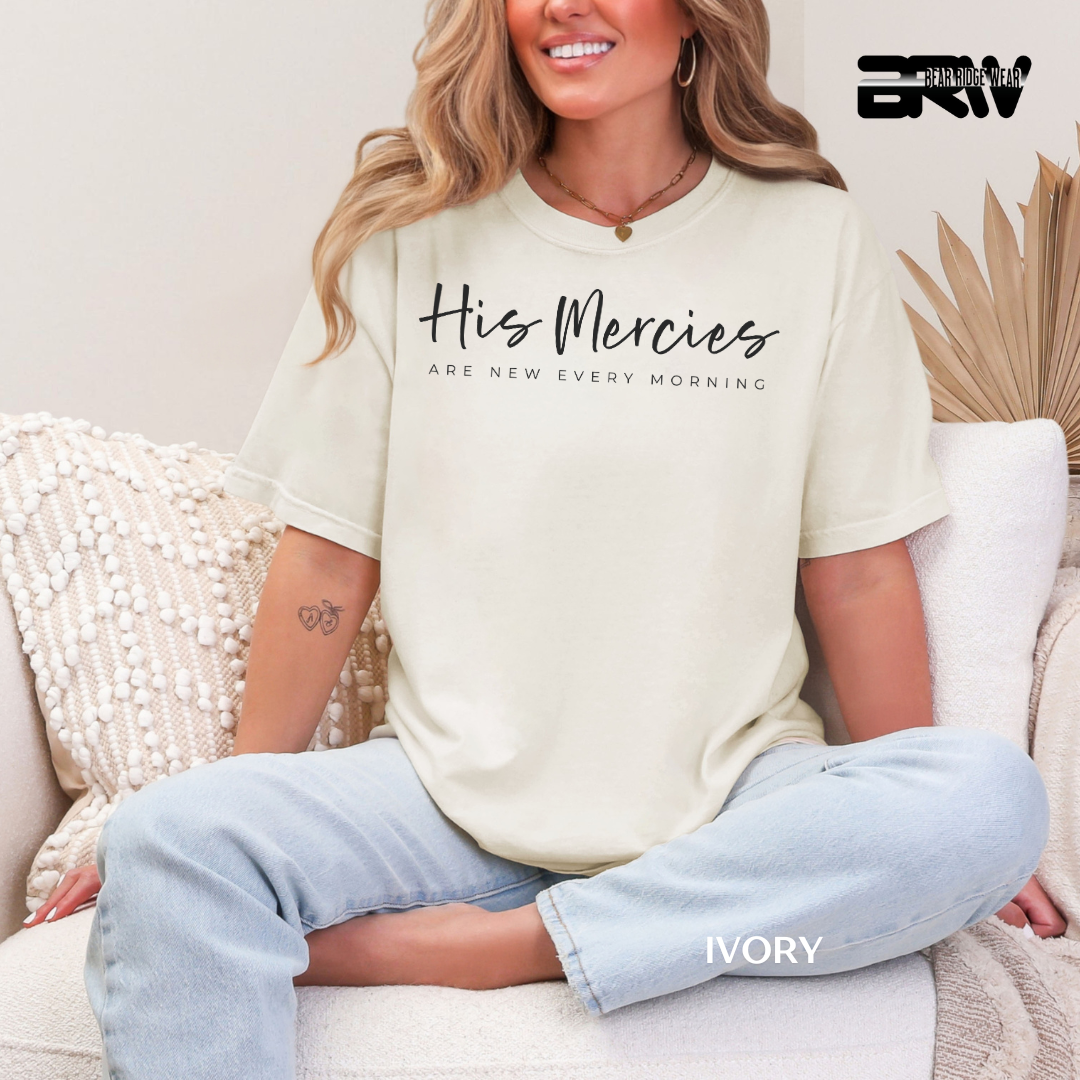 'His Mercies-White' Faith Tee
