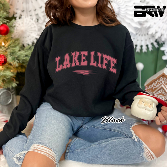 'Lake Life' Pink Stroke Crewneck Sweatshirt