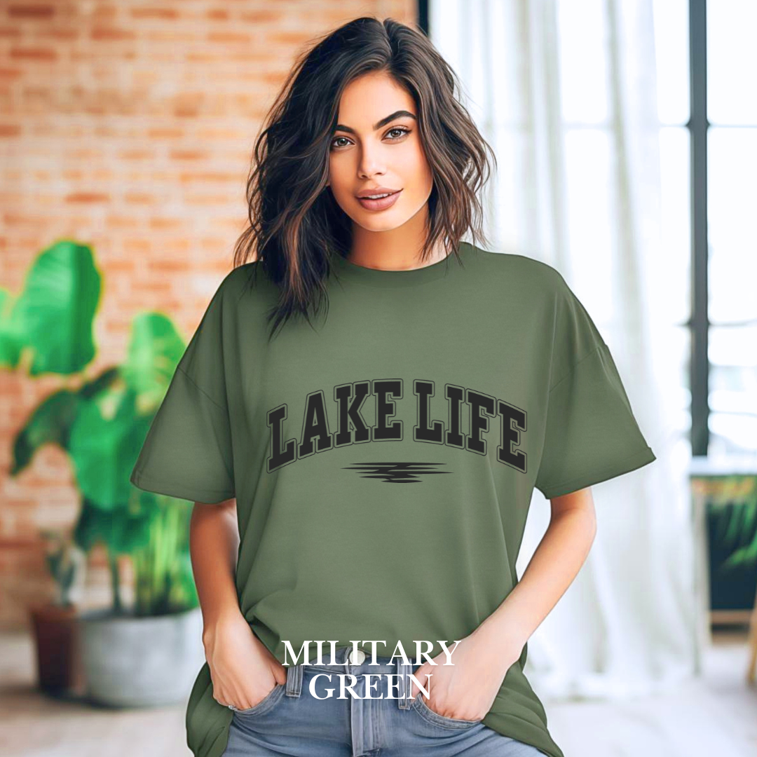 "Black  Stroke Lake Life" Tee