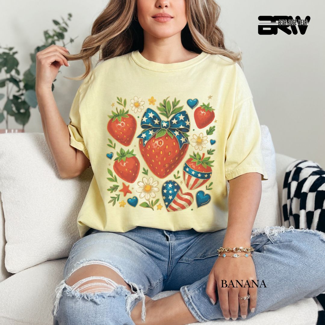 Strawberries- Patriotic Tee