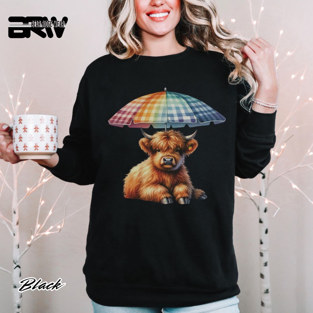 'Highland Cow-Umbrella' Summer Long Sleeve Tee