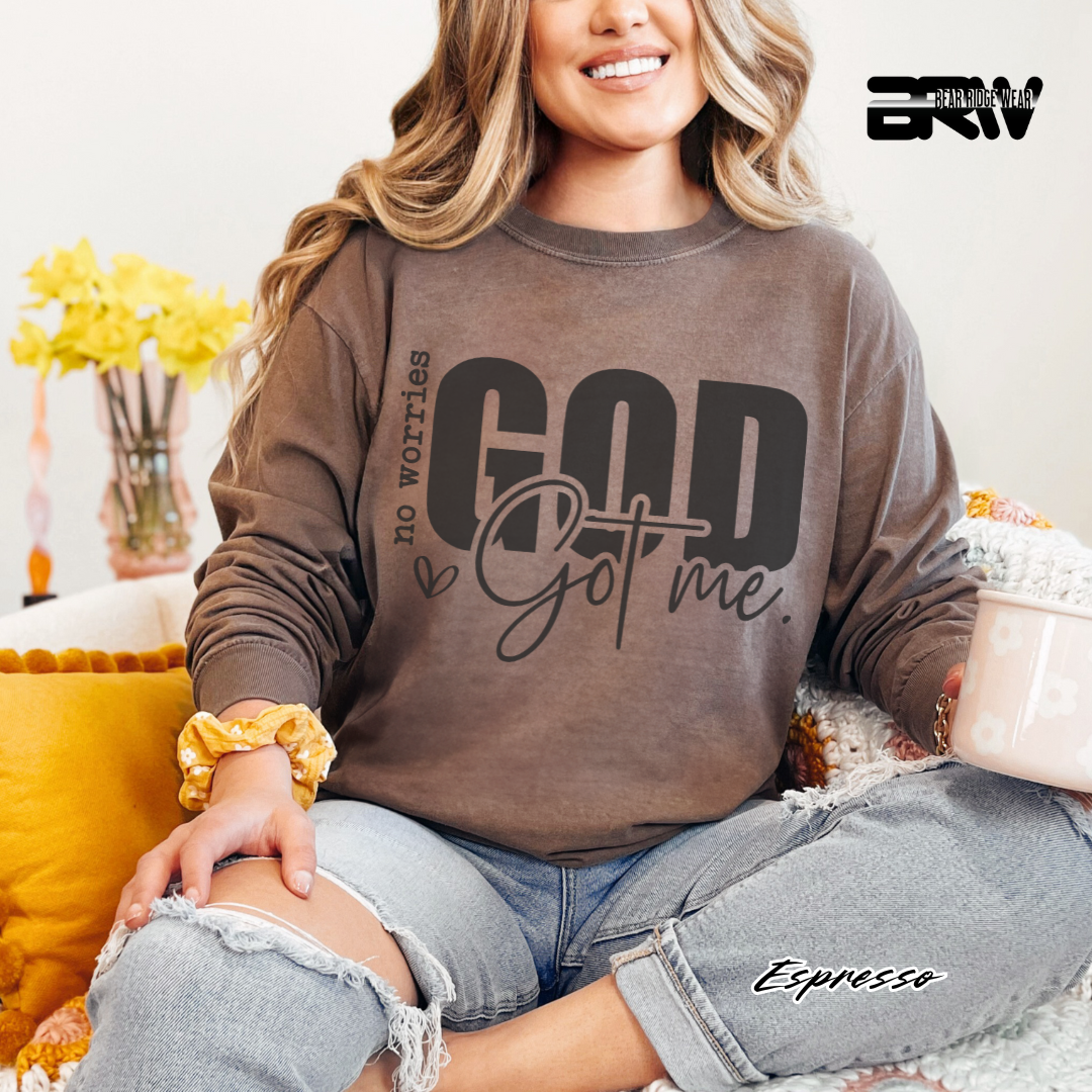 'No Worries, God Got Me' Faith Long-Sleeve Tee
