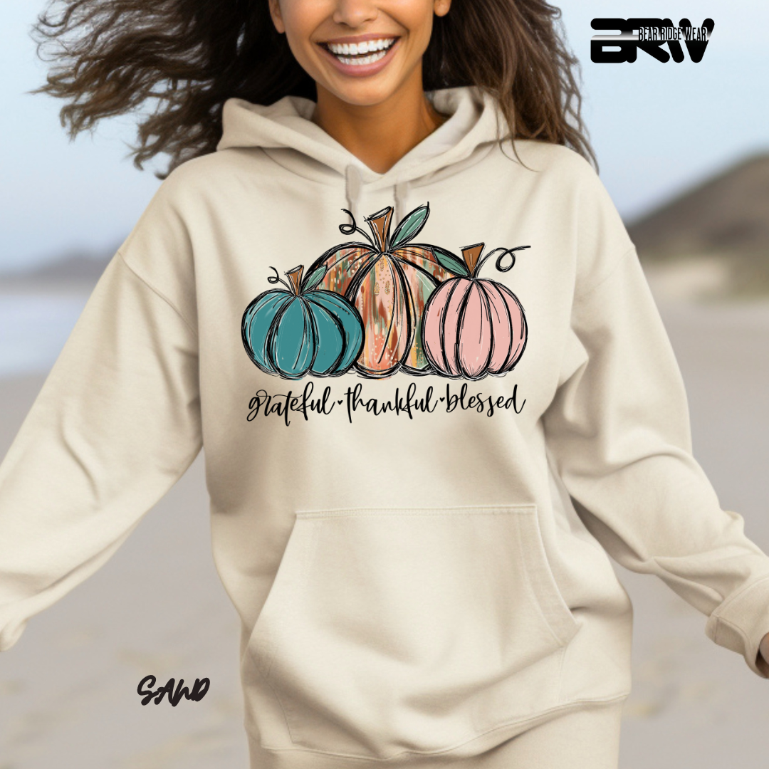 'Grateful Thankful Blessed'  Fall Hoodie