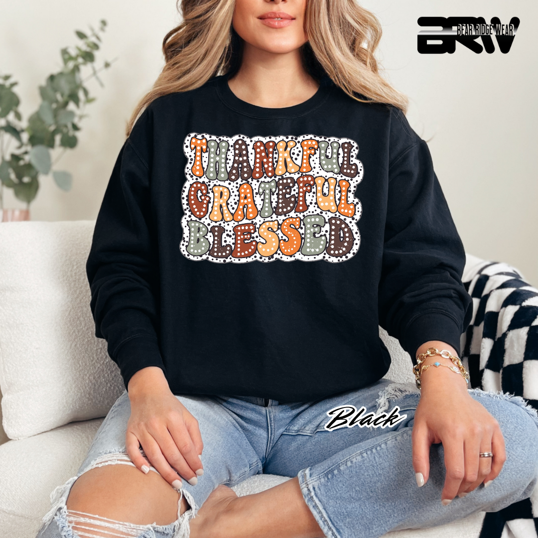 'Thankful Grateful Blessed' Fall Crewneck Sweatshirt