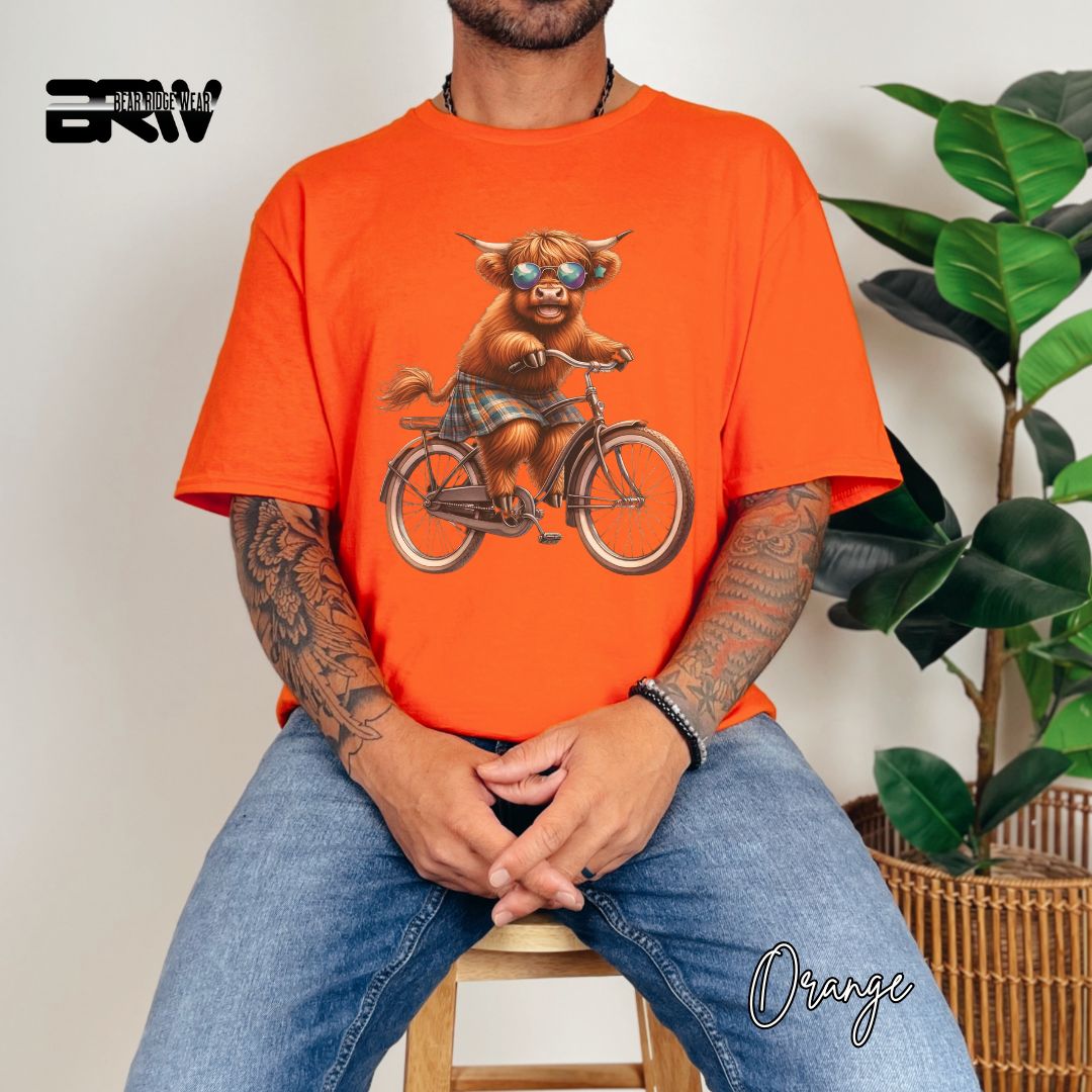 'Highland Cow- Bicycle' Summer T- Shirt