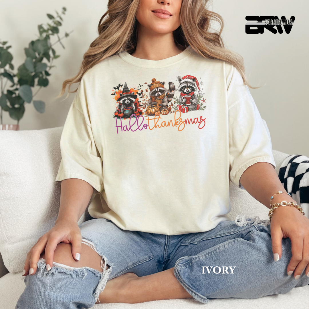 'Hallothanksmas-Raccoons' Fall Tee