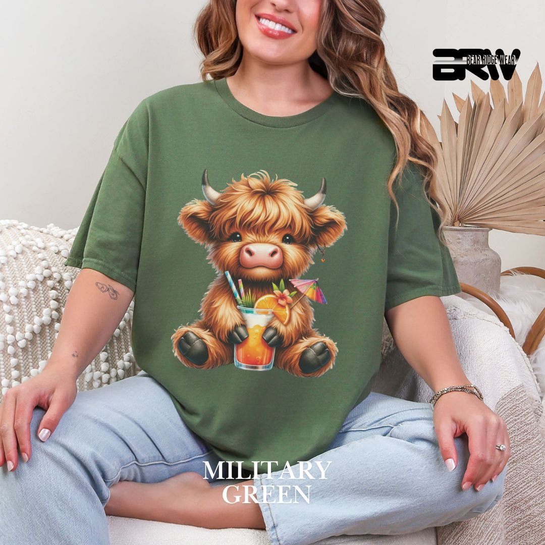 'Highland Cow-Tropical Drink' 2 Summer Tee
