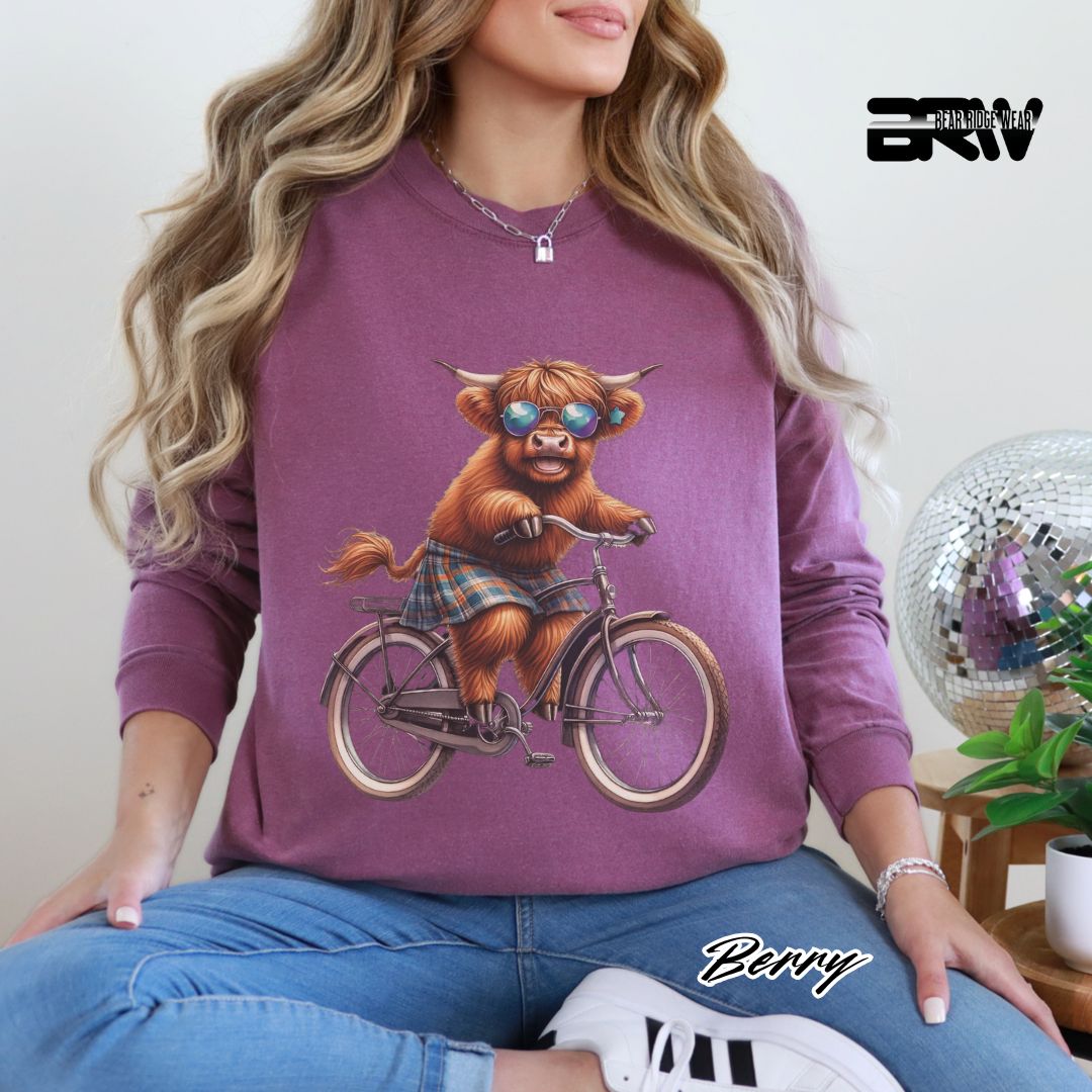 'Highland Cow-Bicycle' Summer Long Sleeve Tee