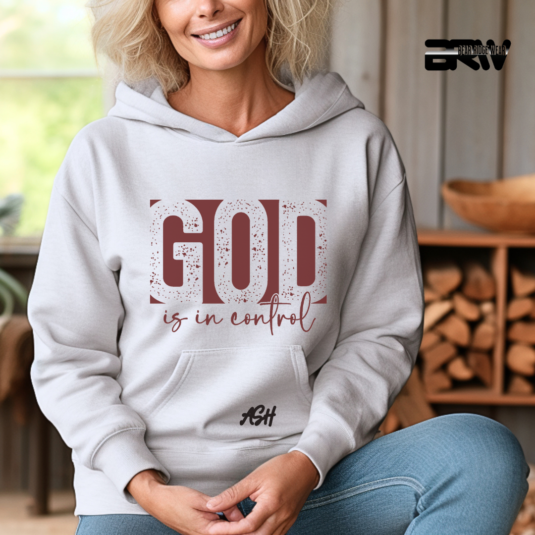 'God Is In Control' Red Stroke  Faith Hoodie