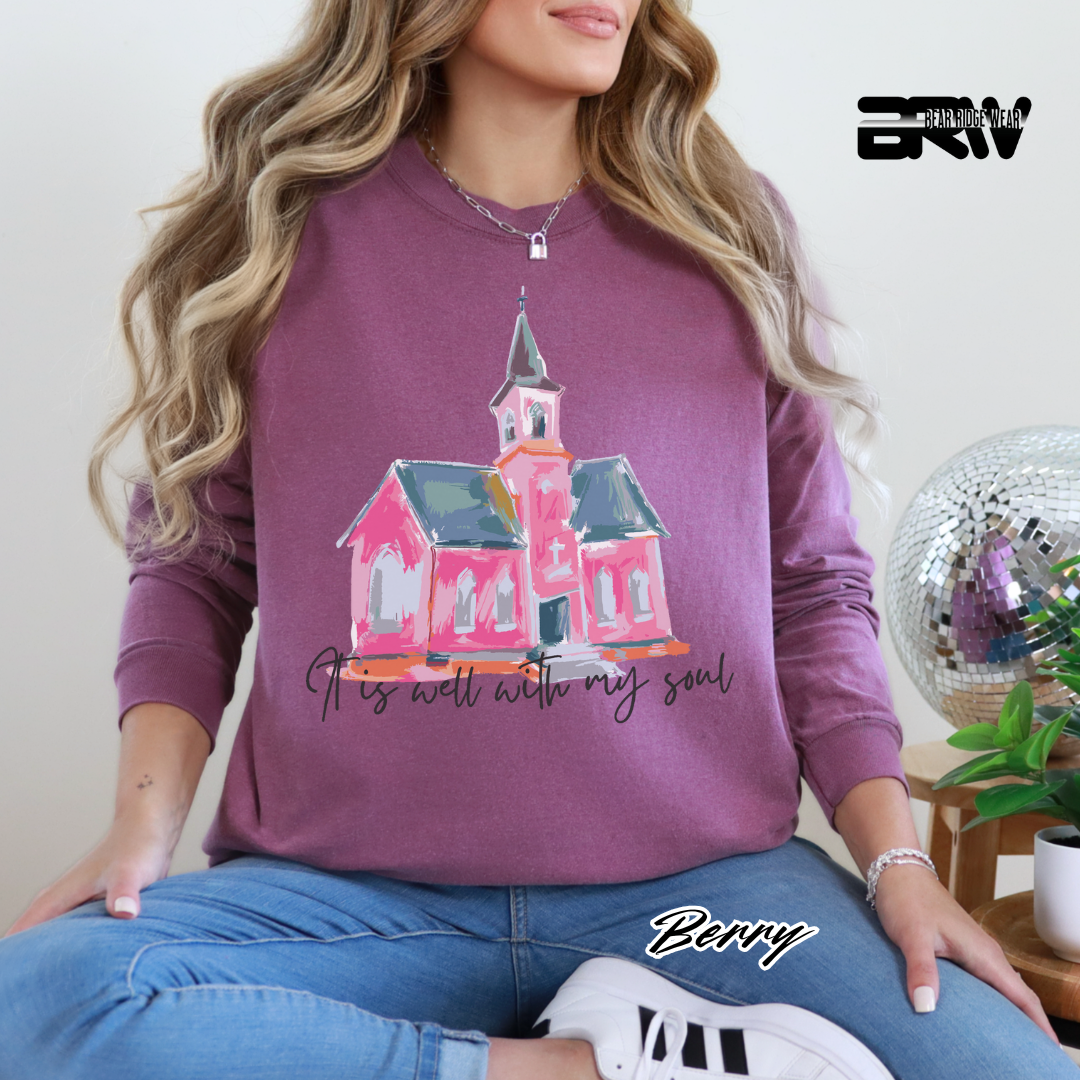 'It Is Well With My Soul' Black Faith Long-Sleeve Tee