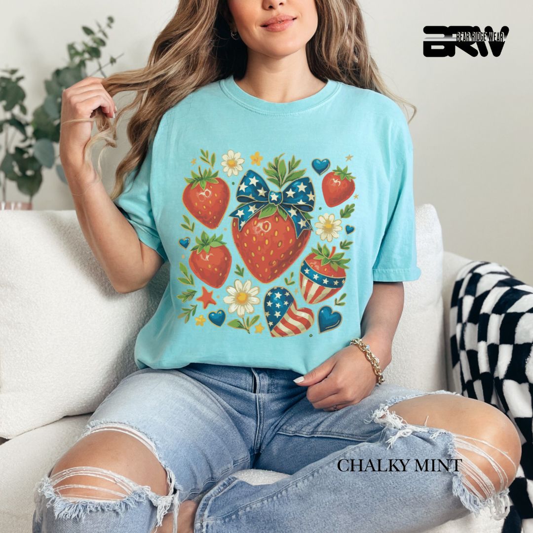 Strawberries- Patriotic Tee