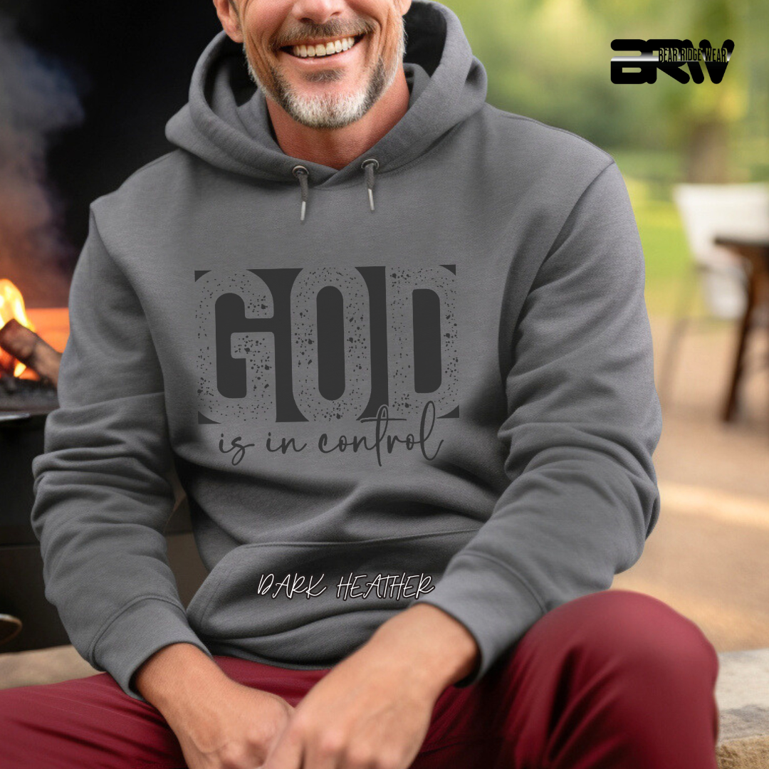 'God Is In Control' Black Stroke  Faith Hoodie