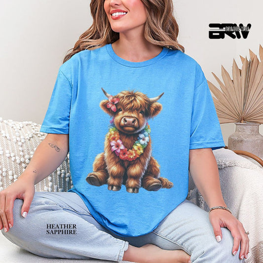 'Highland Cow- Lei'  Summer Tee