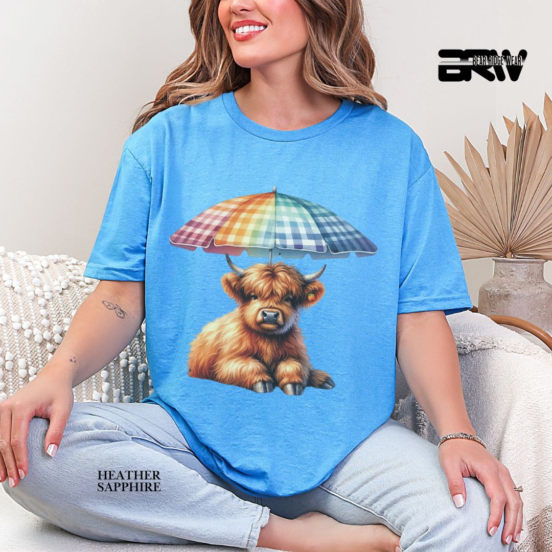 'Highland Cow-Umbrella'  Summer Tee