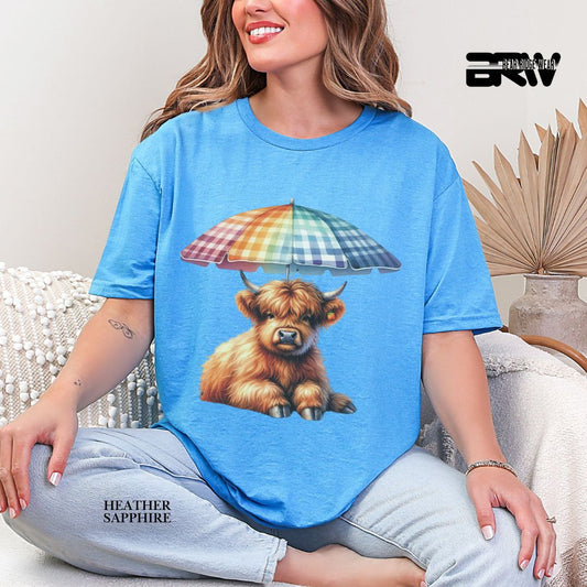 'Highland Cow-Umbrella'  Summer Tee