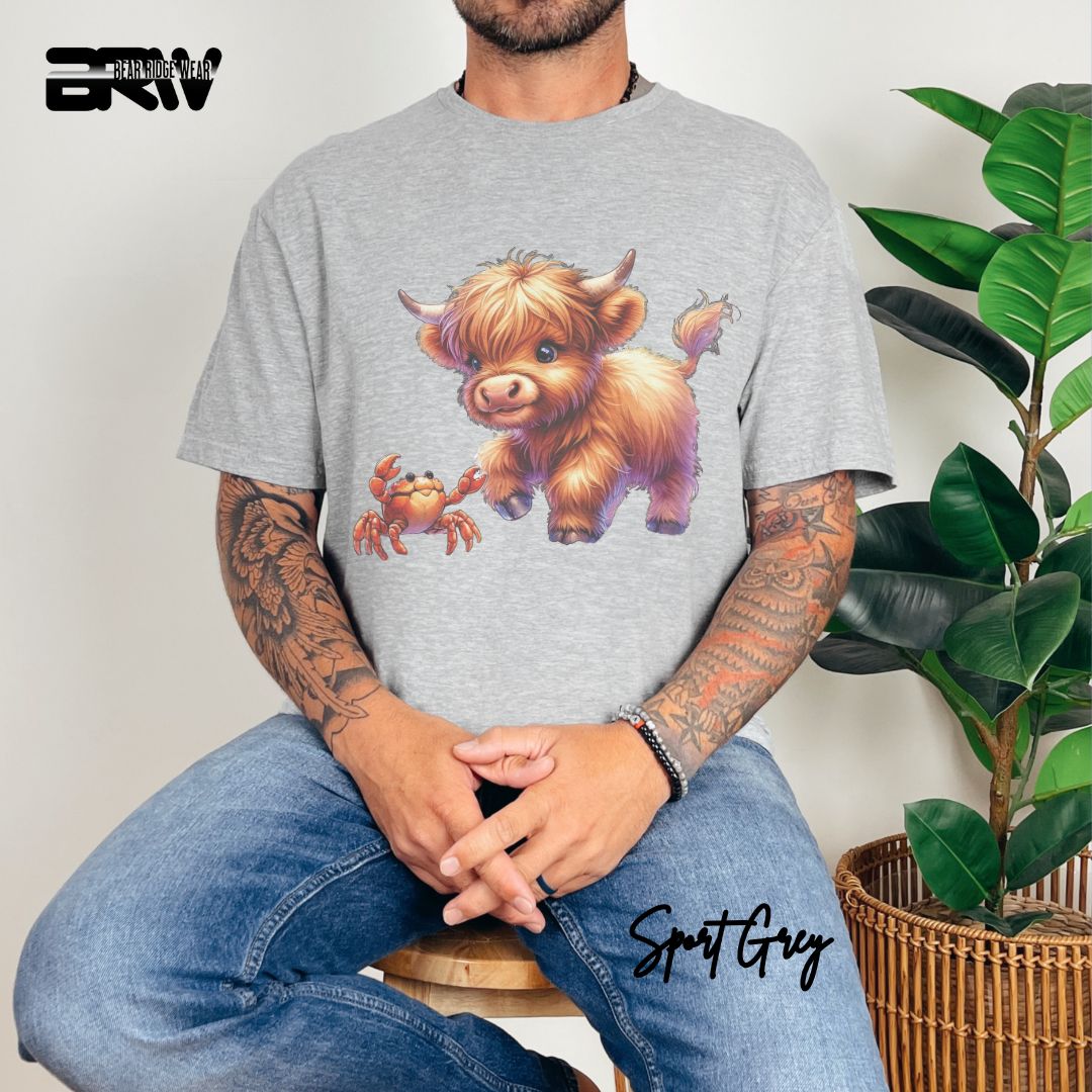 'Highland Cow-Crab' Summer T- Shirt