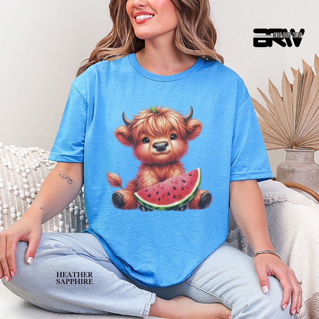 'Highland Cow- Watermelon'  Summer Tee