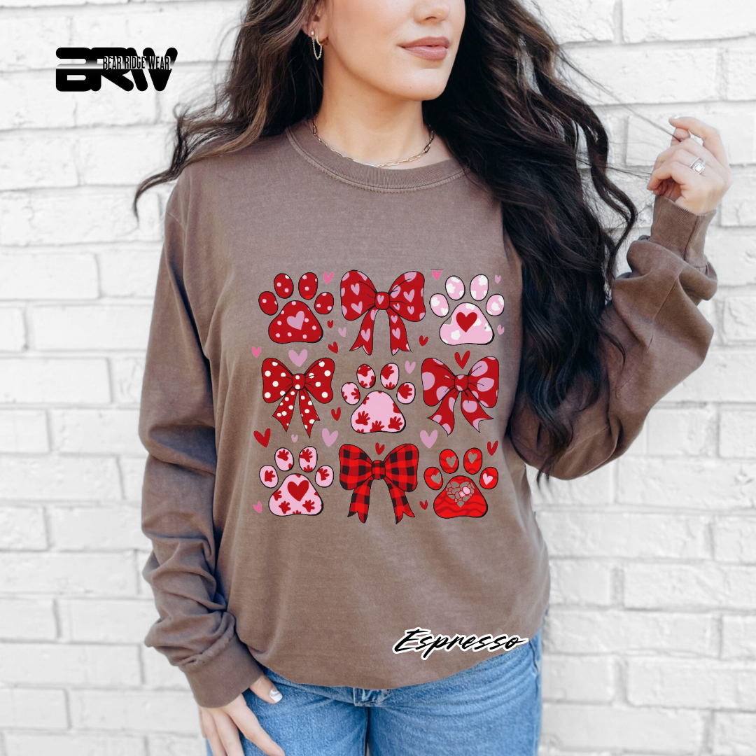 'Dog Paws and Ribbons' Long Sleeve Tee