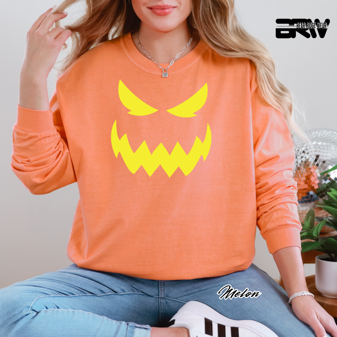 'Scary Pumpkin face' Fall Long-Sleeve Tee