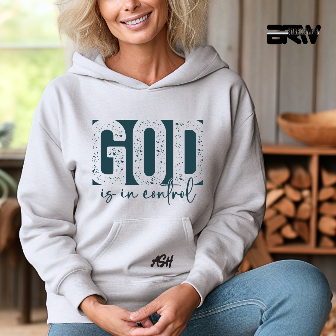 'God Is In Control' Blue Stroke  Faith Hoodie