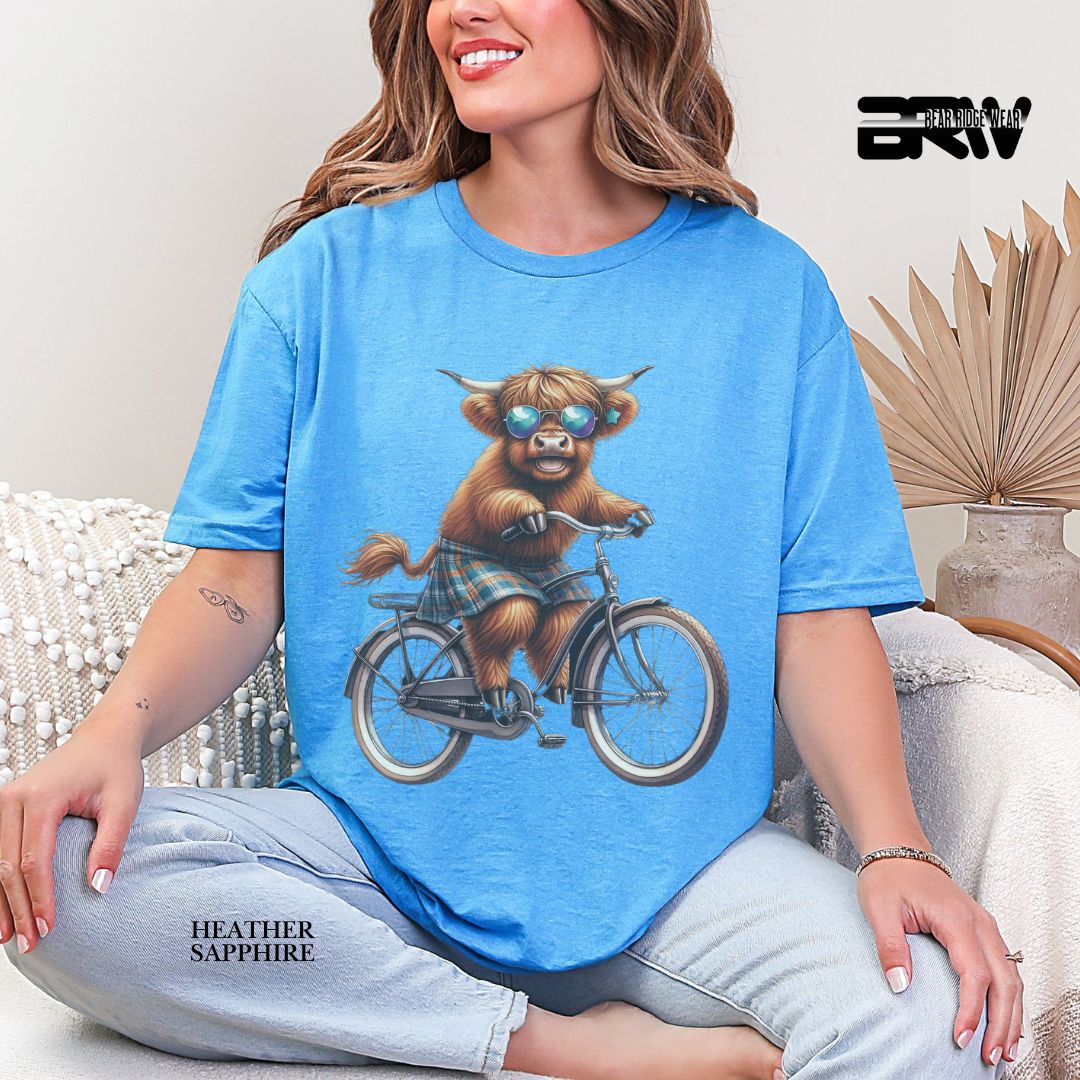 'Highland Cow-Bicycle'  Summer Tee