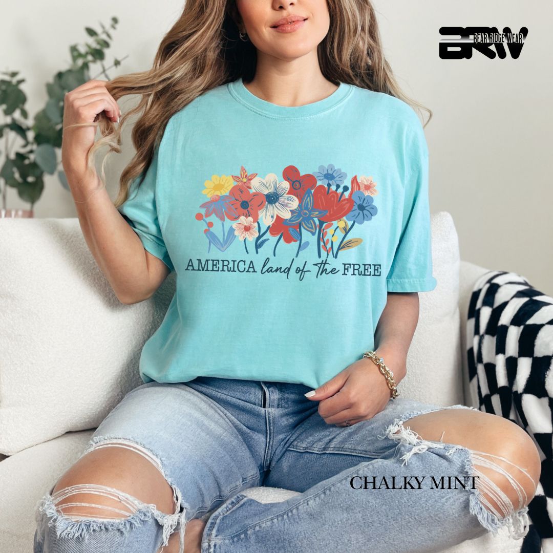 America Flowers- Patriotic Tee