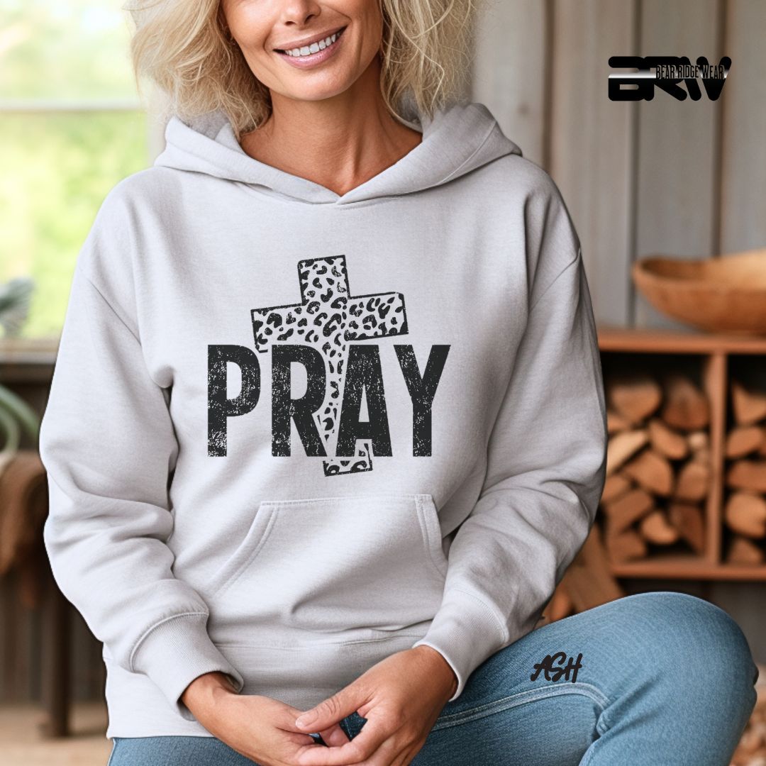 'Pray With Leopard Cross'  Faith Hoodie