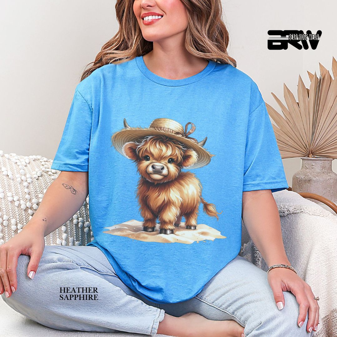 'Highland Cow- Sun Hat'  Summer Tee